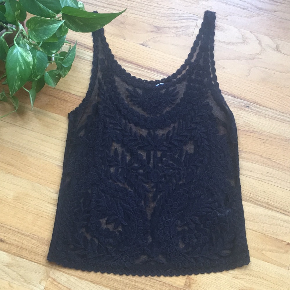 Boho chic black lace tank